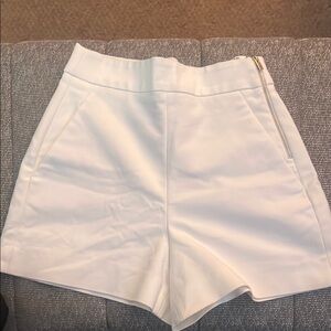 Zara High Waist White Tailored Shorts